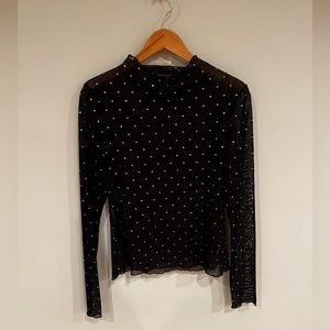 Intimately by Free People Sparkly Mesh High Neck Long Sleeve